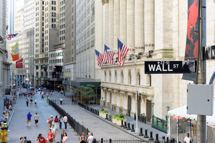 Wall Street Ameerikas tänava vaade. S&P 500 ja teised fondid.
