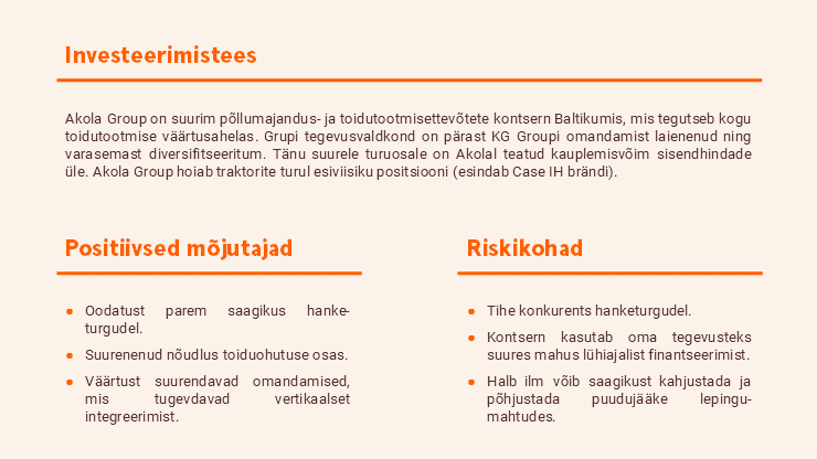 Akola Group EBITDA kvartalikasv võrreldes prognoosiga.