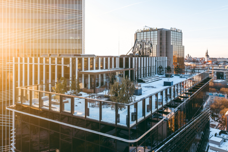 Tallinna arteri kvartali talvine Swedbanki kontori rõdu, terass