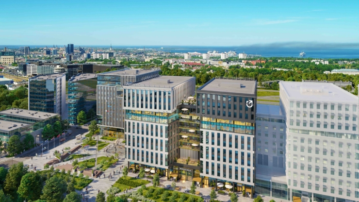 Fotol on projekteerin Ülemiste City uuest büroohoonest, mis peaks valmima lähiaastatel.