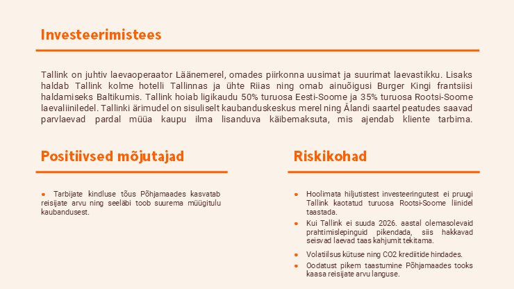 investeerimistees Tallink 2025 IV kvartali analüüs