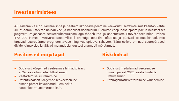 Investeerimistees Tallinna vesi 2025 iv kvartali analüüs